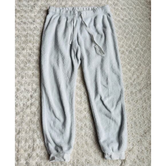 Garage Womens White Soft Plush Fleece Cotton Boyfriend Jogger Sweatpants Small - Picture 2 of 7
